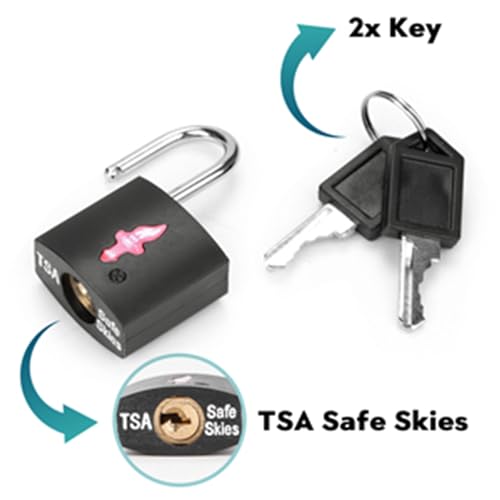 2 Pack Neon Square TSA Lock+Key Padlock