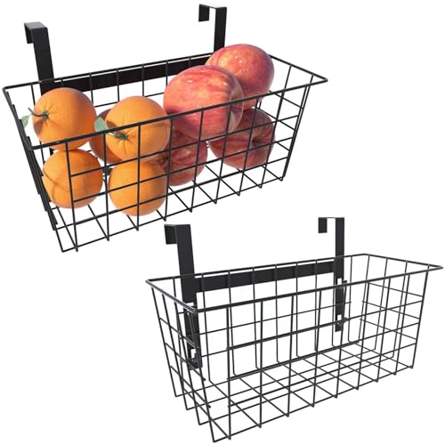 Hanging Kitchen Baskets Wire Storage Basket Over the Cabinet Door Organizer