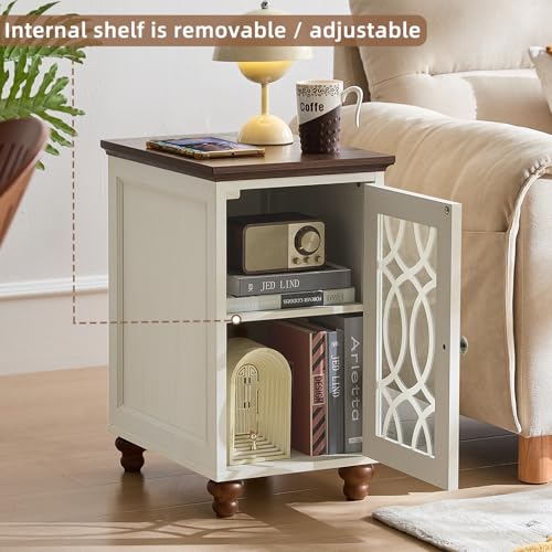 Narrow Side Table with Charging Station