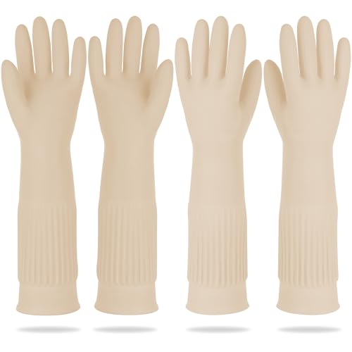 Mamison 2 Pairs Reusable Waterproof Household Dishwashing Cleaning Rubber Gloves