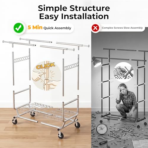 Collapsible Double Rod Clothes Rack
