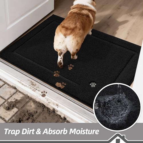 Dog-Door-Mat Non-Slip Entryway Rug Resist Dirt Indoor Door Mats Low-Profile Welcome Mat Washable Front Door Mat Absorbent Dog Mat for Dirty & Wet Paws and Wet Shoes