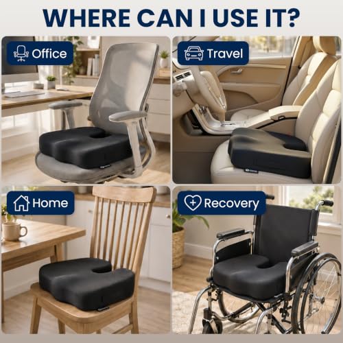 Seat Cushion Memory Foam Chair Cushion for Tailbone Pain Relief