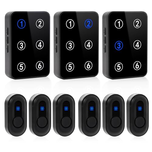 Wireless Caregiver Pager Call Button Nurse Call System 500Ft Range with LED Number Display for Elderly
