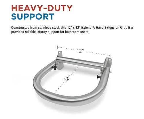 Extend-A-Hand Grab Bar Extension | Heavy-Duty Bathroom Safety Handrail, Non-Slip Support Grab Bar for Elderly, Disabled & Injury Recovery
