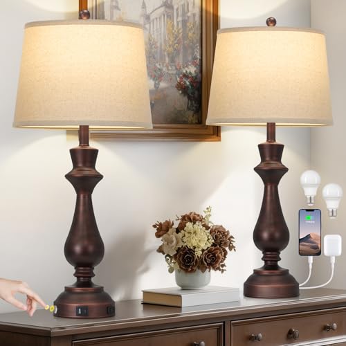 Set of 2 Modern Table Lamps for Living Room Bedroom