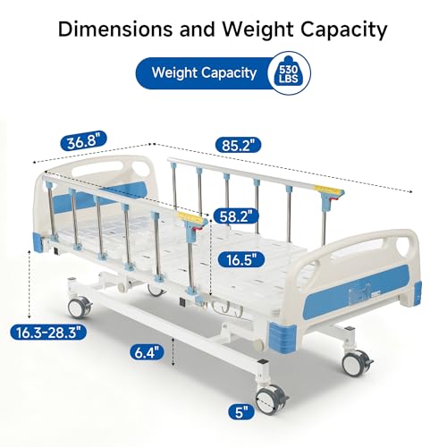 Premium Function Full Electric Hospital Bed. Home and Hospital use with Mattress & IV Pole