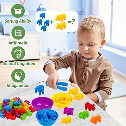 Counting Dinosaur Toys Matching Games with Sorting Bowls Sorting Toys for Toddlers Preschool Learning Activities for Math Color Sensory Montessori Fine Motor Skills Toys for 3 4 5 Years Old Boys Girls