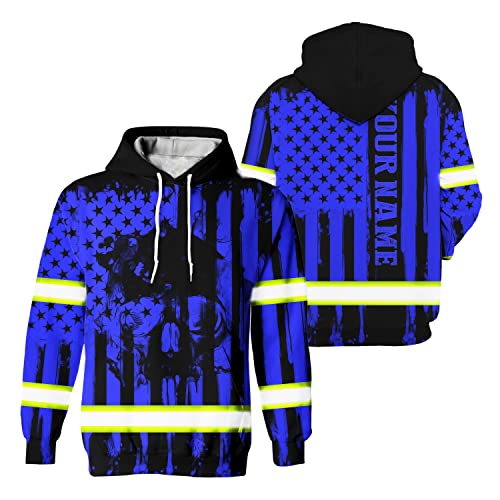 US Flag High Visibility Hoodie for Men Reflective Hoodie Safety Workwear for Worker Runner Patriotic ACC02