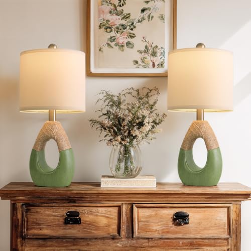 Boho Table Lamps Bedroom Living Room Set 2 Sleeping and Reading