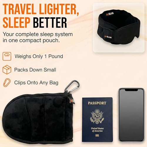 3-in-1 Airplane Sleep Support System - 2 Pack Integrated Plane Sleeping Accessories with Memory Foam Long Haul Flight Pillow