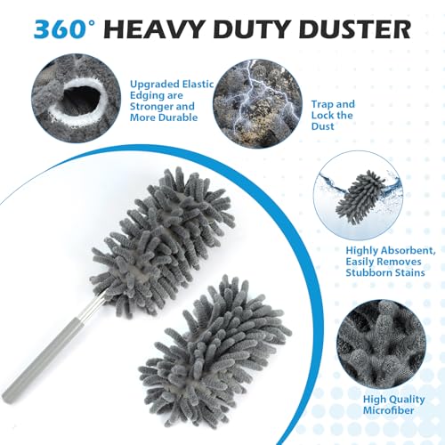 Microfiber Dusters w 2 Handle Sets