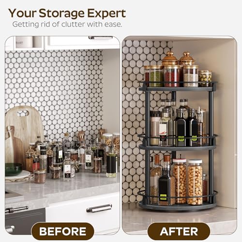 Spice Rack Set of 2 Lazy Susan Organizer