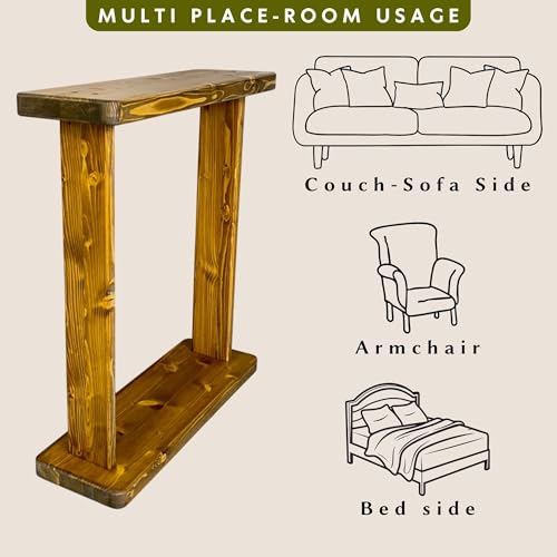 Very Narrow 7 inch Wide Side Table for Small Apartment Between Chairs