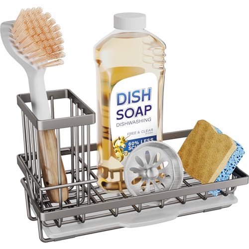 Sink Caddy Kitchen Sink Organizer with Detachable Brush Holder