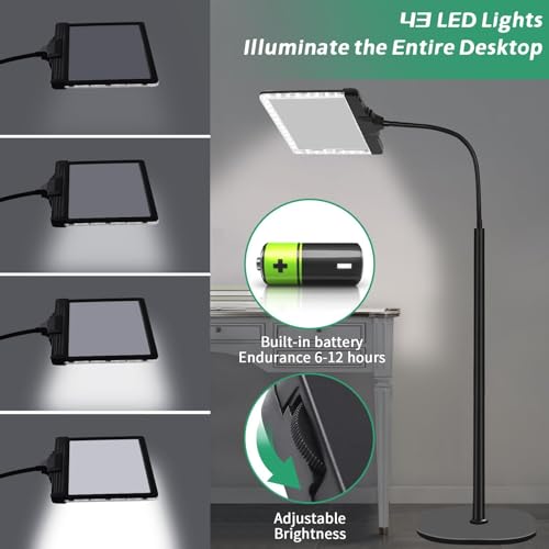 Large 5X Rechargeable Floor Magnifying Glass with Light and Stand 43 LED Floor Magnifying Lamp 2
