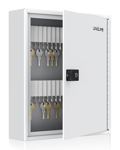 Slotted Key Cabinet with Combination Lock Wall Mounted Steel Key Organizer with Resettable Code Black Digital Security Box with Slotted Racks White Key Tags and Permanent Marker