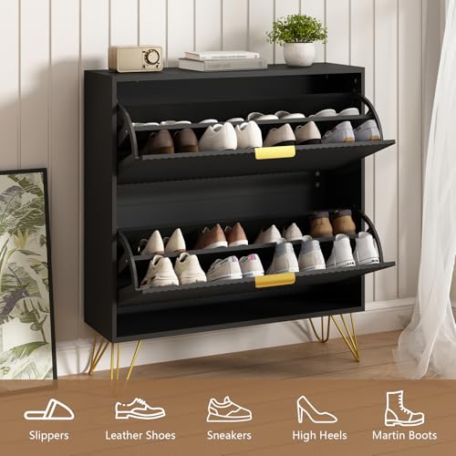 Shoe Storage Cabinet with 3 Flip Drawers