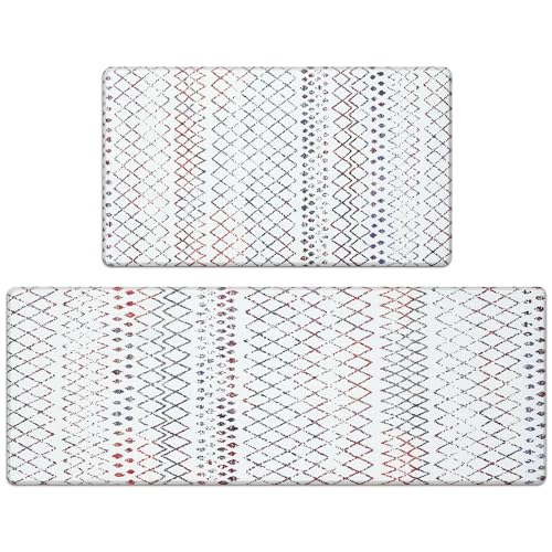 KIMDOE Boho Kitchen Rugs and Mats 2PCS Cushioned Anti Fatigue Kitchen Mat Non