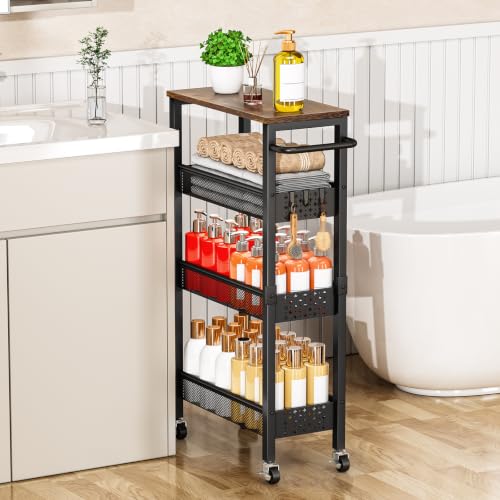 Utility Slim Storage Cart with Wheels