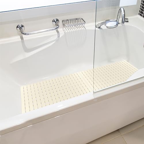 Shower Mat Non Slip Bathtub Mat with Suction Cups and Drain Holes 27.5 x15.7 Inch Bath Mat for Tub & Shower.Easy Dry