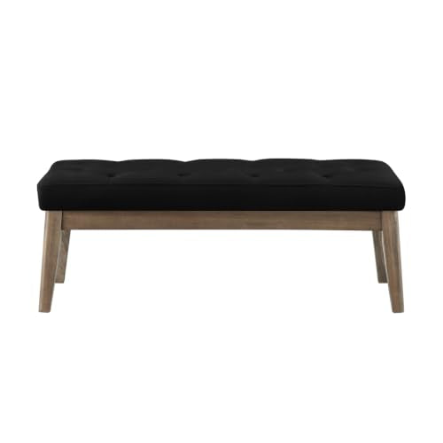 Velvet Upholstered Buttons Tufted Entryway Bench with Solid Wood Leg