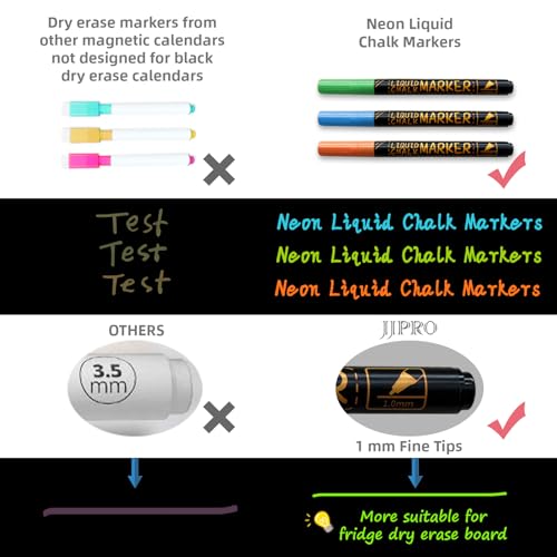 Magnetic Chalkboard with Neon Bright Liquid Chalk Markers for Refrigerator