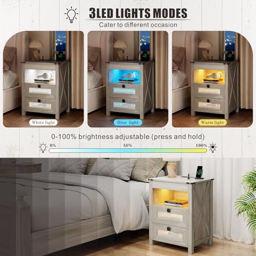 LED Night Stand with Gun Drawer & Charging Station