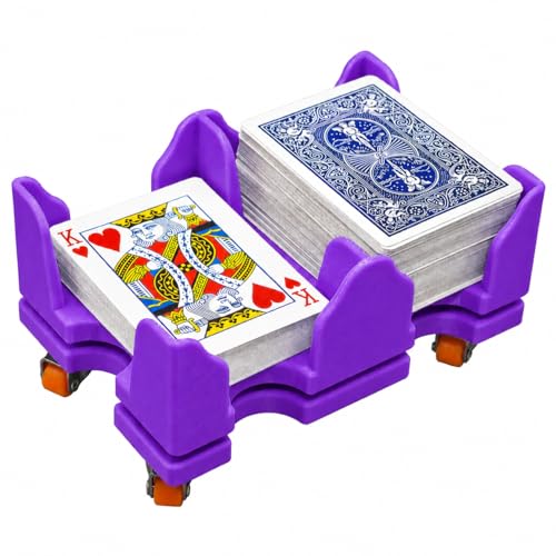 Card Holder 9 Deck Plastic Revolving Card Game Holder Playing Cards Tray Rotating 360° Organizes Multiple Decks for Canasta
