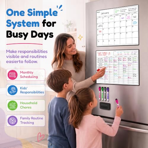Cinch Magnetic Dry Erase Fridge Calendar and Whiteboard