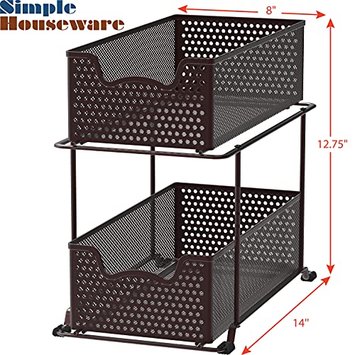 2 Tier Sliding Cabinet Basket Organizer Drawer