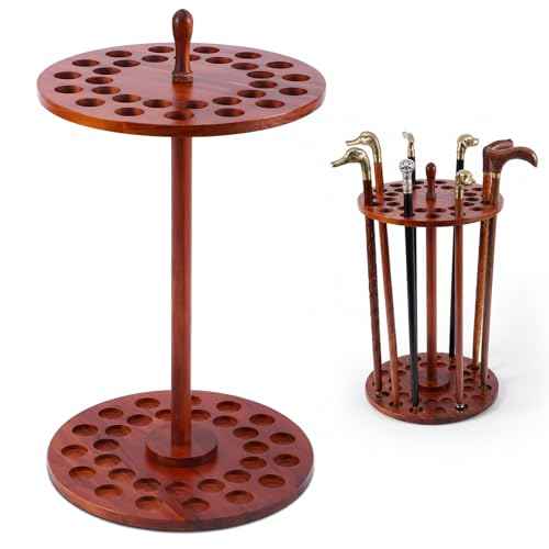 Rustic Wooden Walking Cane Stand Rack for 30 Canes