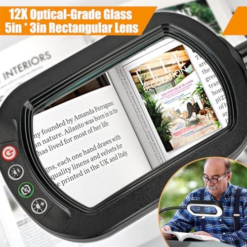 Rectangle Magnifying Glass with Light and Stand
