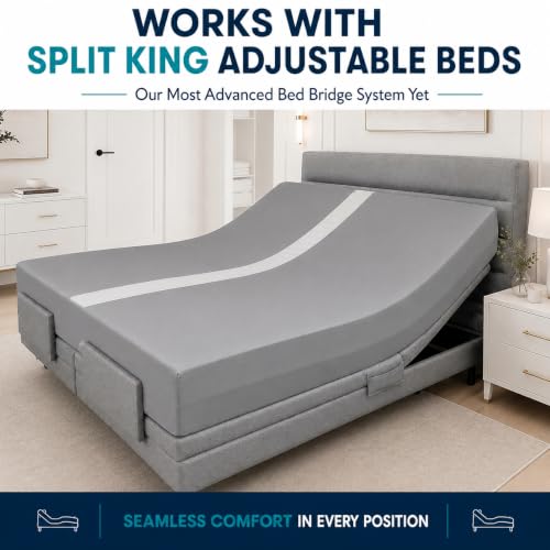 Split King Gap Filler for Adjustable Bed with Fitted Sheet