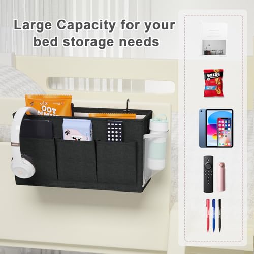 Bedside Caddy Bedside Organizer with Fixed Straps & Water Bottle Holder