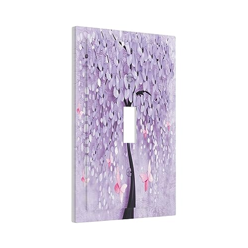 Outlet Covers Purple Rose Flower Rustic Wood Plank 1 Gang Duplex Light Switch Cover Plate Decorative Wall Plates Electrical Switchplate Receptacle Cover for Farmhouse Bathroom Decor