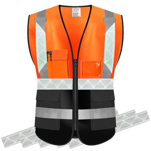 High Visibility Safety Vest Customize Your Logo Protective Workwear 5 Pockets Outdoor Work Vest