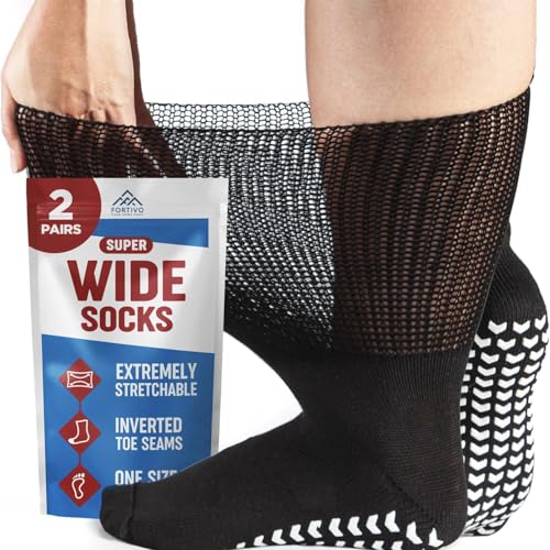 2 Pairs Extra Wide Socks for Swollen Feet