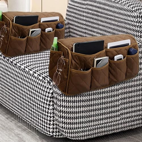 Armchair Caddy Remote Control Holder for Couch Recliner Armrest Organizer Non Slip Couch Arm Covers for Sofa with 14 Pockets Storage for Magazine