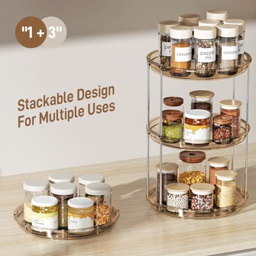 2 Tier Lazy Susan Turntable Organizer 9.25'' Rotating Spice Rack Organization for Cabinet