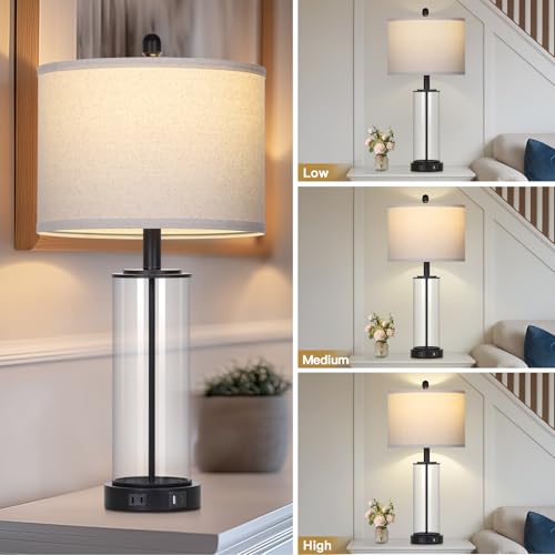 Glass Table Lamps Set of 2