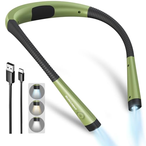 Book Light, 3-Color & 6-Brightness Reading Light, Bendable Neck Light, Long Lasting Rechargeable Lamp, Perfect Book Light for Reading in Bed, Knitting, Camping, Repairing, Book Lovers Gifts