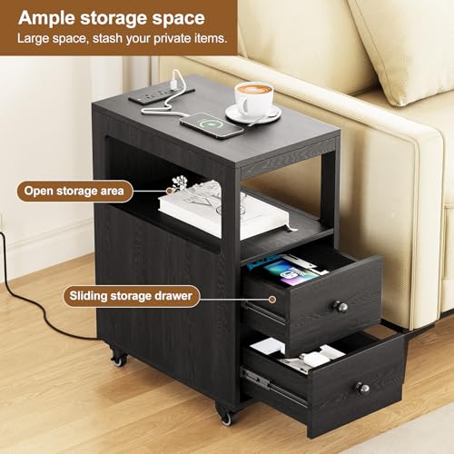 Bedroom Nightstand with Charging Station