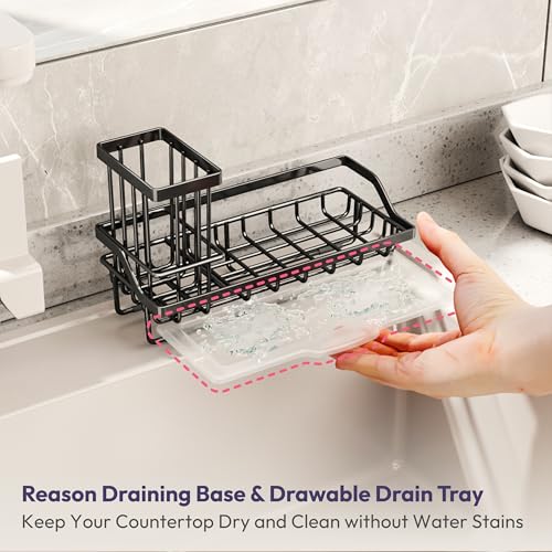 Sink Caddy Kitchen Sink Organizer with Detachable Brush Holder