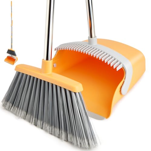 Broom and Dustpan Set with Long Handle