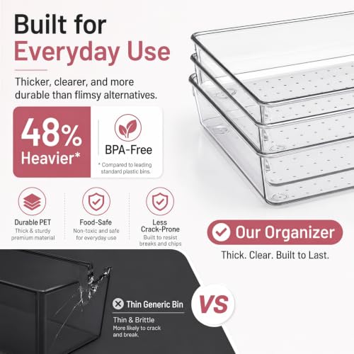 Large Clear Plastic Drawer Organizer Bins
