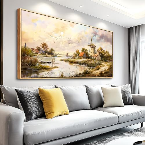 Canvas Wall Art for Living Room Large Wall Decor for Bedroom Landscape Painting of Elk Mountain Wall Pictures Office Restaurant Wall Decoration Modern Room Home Decor Wood Framed 20"X40"