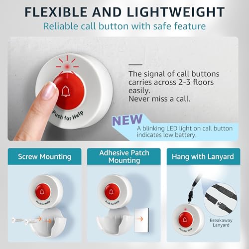 Caregiver Pager with Wireless Call Buttons for Home Care