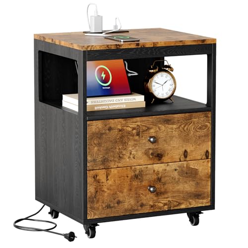 Bedroom Nightstand with Charging Station