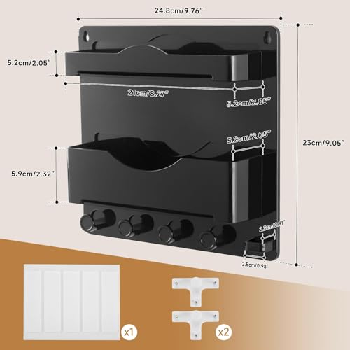 Bedside Wall Shelf with Glasses Hooks